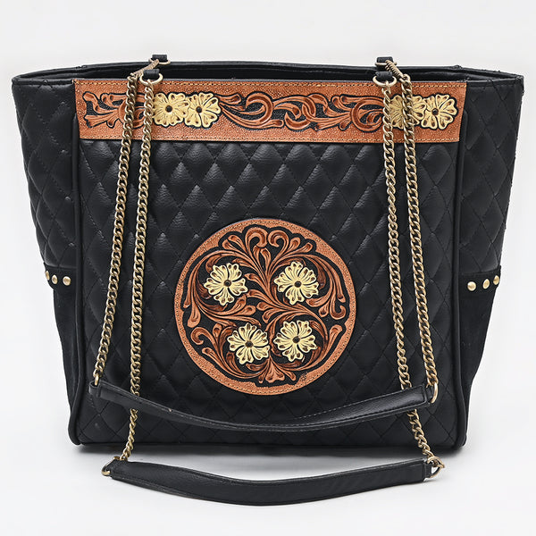 ADBGA814 American Darling Hand Tooled Leather Tote Bag Quilted Floral Carved
