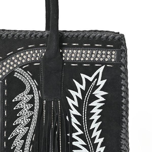 ADBGA819 American Darling Handcrafted Suede Tote Bag with Boot Stitched Embroidery