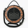 ADBG1758 American Darling Western Hand-Tooled Floral Canteen Bag Genuine Suede Leather