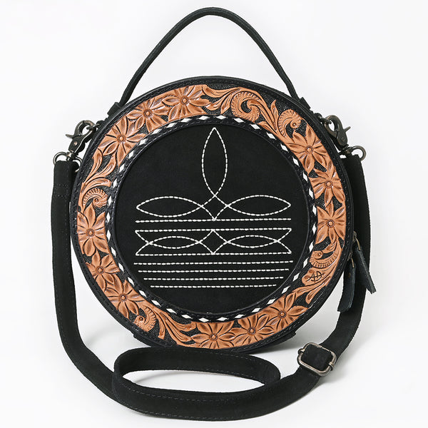 ADBG1758 American Darling Western Hand-Tooled Floral Canteen Bag Genuine Suede Leather