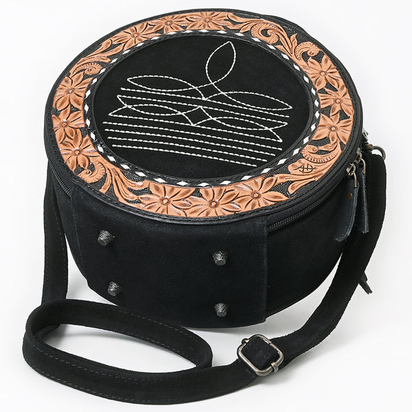 ADBG1758 American Darling Western Hand-Tooled Floral Canteen Bag Genuine Suede Leather