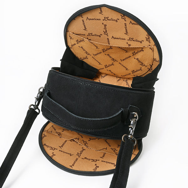 ADBG1758 American Darling Western Hand-Tooled Floral Canteen Bag Genuine Suede Leather