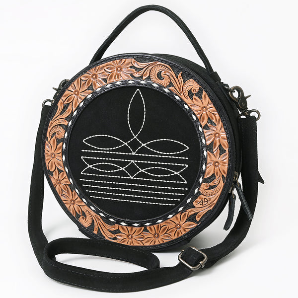 ADBG1758 American Darling Western Hand-Tooled Floral Canteen Bag Genuine Suede Leather