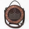 ADBG1758 American Darling Western Hand-Tooled Floral Canteen Bag Genuine Suede Leather