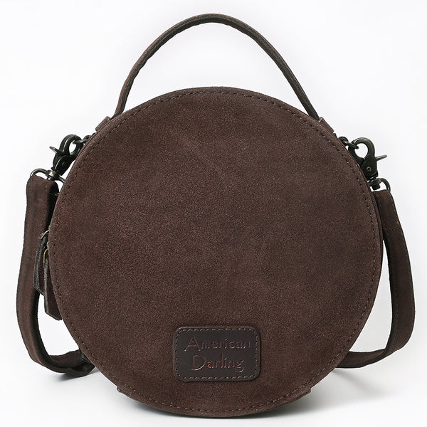 ADBG1758 American Darling Western Hand-Tooled Floral Canteen Bag Genuine Suede Leather