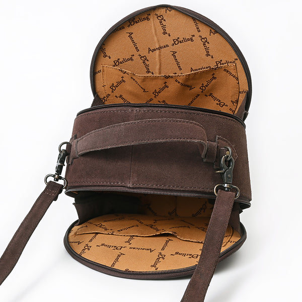 ADBG1758 American Darling Western Hand-Tooled Floral Canteen Bag Genuine Suede Leather
