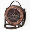 ADBG1758 American Darling Western Hand-Tooled Floral Canteen Bag Genuine Suede Leather