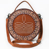 ADBG1758 American Darling Western Hand-Tooled Floral Canteen Bag Genuine Suede Leather