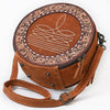 ADBG1758 American Darling Western Hand-Tooled Floral Canteen Bag Genuine Suede Leather