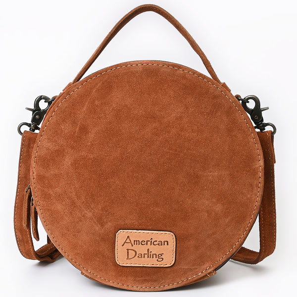 ADBG1758 American Darling Western Hand-Tooled Floral Canteen Bag Genuine Suede Leather