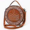 ADBG1758 American Darling Western Hand-Tooled Floral Canteen Bag Genuine Suede Leather