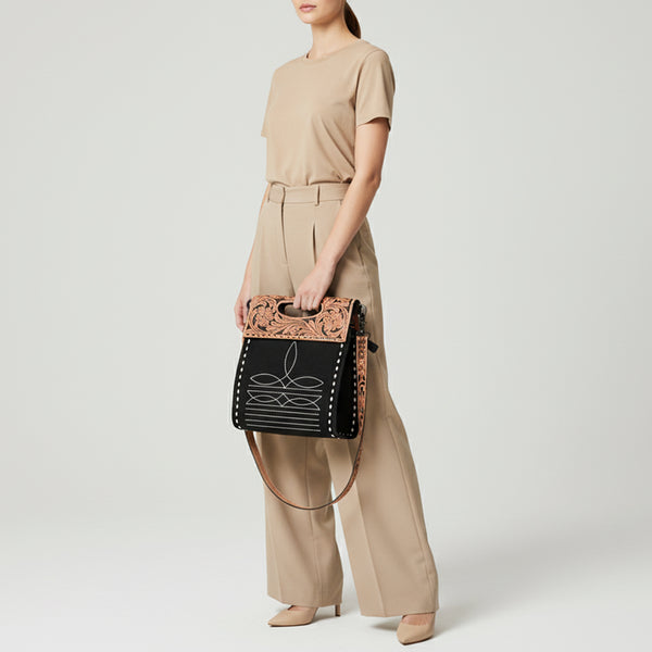 ADBG1759 American Darling Western Hand-Tooled Floral Clutch Bag in Genuine Suede Leather