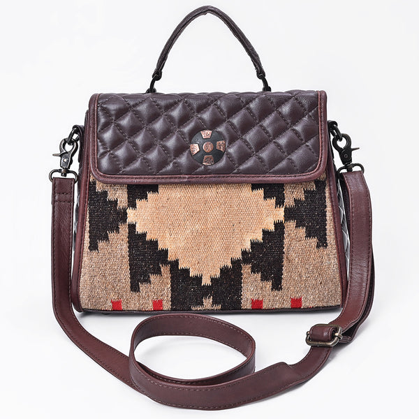 ADBG1760 American Darling Western Messenger Bag - Hand-Woven Saddle Blanket & Quilted Leather