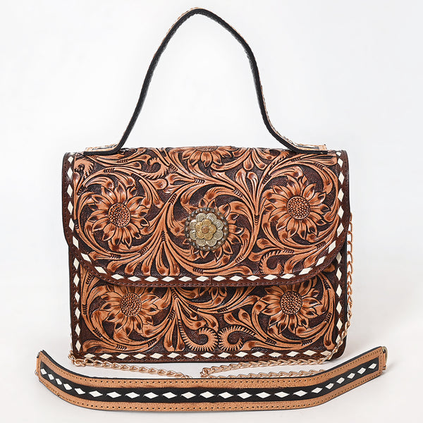 ADBGA822 American Darling Hand Tooled Genuine Leather Messenger Bag Buck Stitched