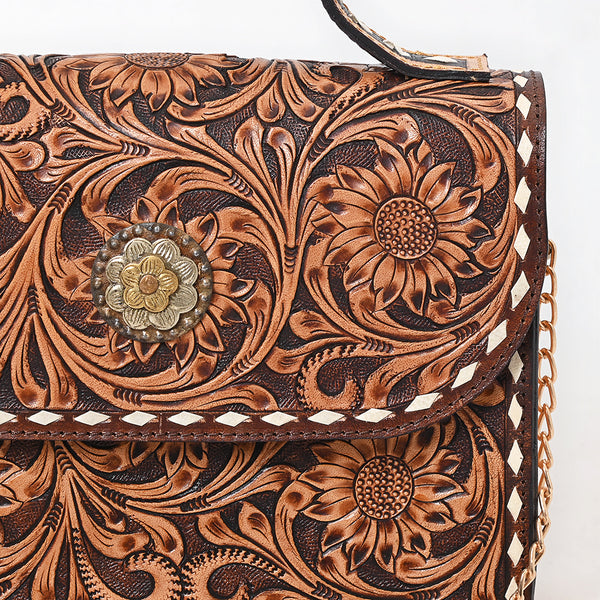 ADBGA822 American Darling Hand Tooled Genuine Leather Messenger Bag Buck Stitched