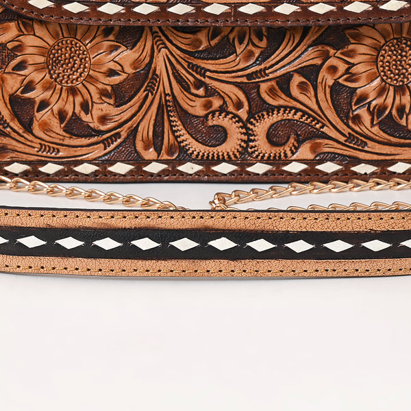 ADBGA822 American Darling Hand Tooled Genuine Leather Messenger Bag Buck Stitched