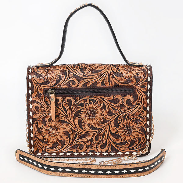 ADBGA822 American Darling Hand Tooled Genuine Leather Messenger Bag Buck Stitched