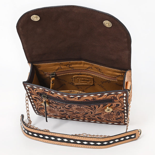 ADBGA822 American Darling Hand Tooled Genuine Leather Messenger Bag Buck Stitched
