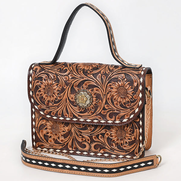 ADBGA822 American Darling Hand Tooled Genuine Leather Messenger Bag Buck Stitched
