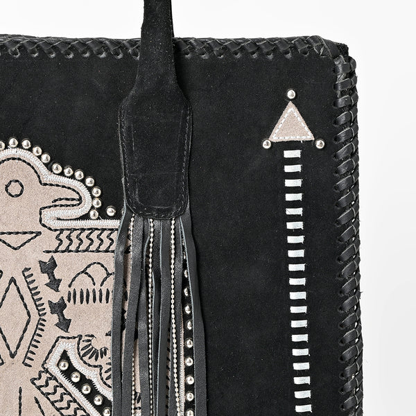 ADBGA823 American Darling Handcrafted Braided Leather Tote Bag with Fringes