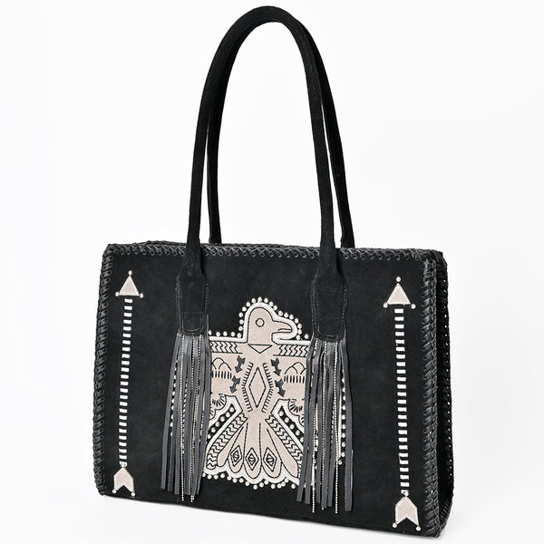 ADBGA823 American Darling Handcrafted Braided Leather Tote Bag with Fringes
