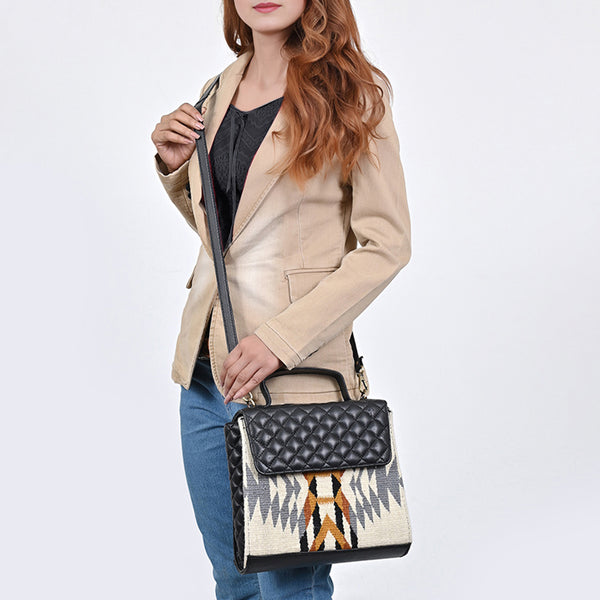 ADBGA824 American Darling Hand Woven Saddle Blanket Quilted Leather Cross body Bag