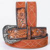 ADBLF349 Hand Tooled Genuine suede American Leather Belt Men and Women
