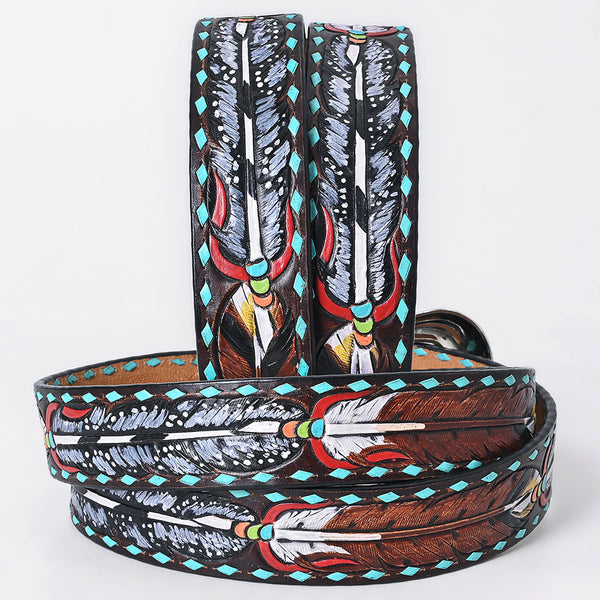 ADBLF351 Beautifully Hand Tooled Genuine American Leather Belt Men and Women