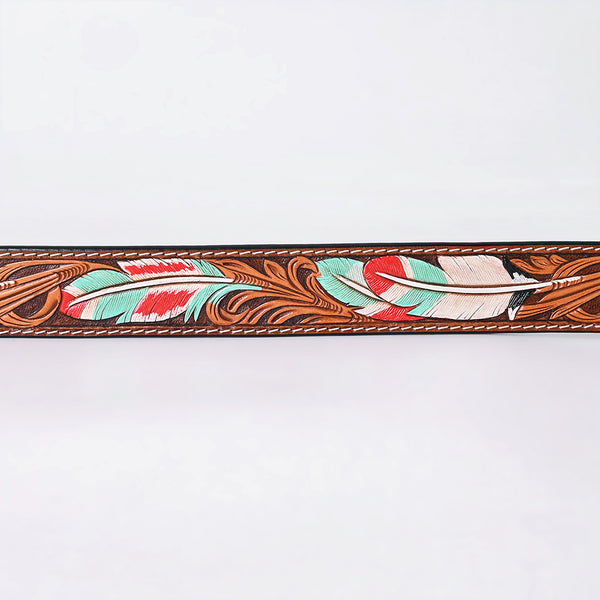 ADBLF353 Beautifully Hand Tooled Genuine American Leather Belt Men and Women