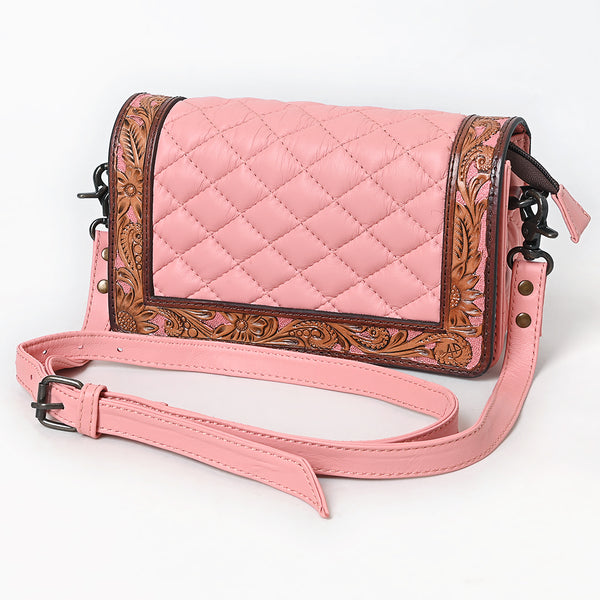 ADBG1673 American Darling Hand-Tooled Floral Western Leather Organiser Bag - Quilted Crossbody