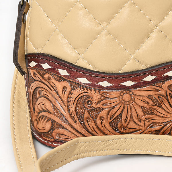 ADBG1679 American Darling Quilted Leather Crossbody | Hand-Tooled Floral Accent Bag