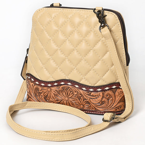 ADBG1679 American Darling Quilted Leather Crossbody | Hand-Tooled Floral Accent Bag