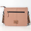 ADBG1664 American Darling Quilted Genuine Leather Crossbody Bag with Hand-Tooled Details and Fringes