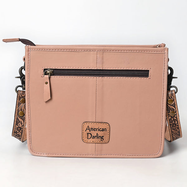 ADBG1664 American Darling Quilted Genuine Leather Crossbody Bag with Hand-Tooled Details and Fringes