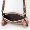 ADBG1664 American Darling Quilted Genuine Leather Crossbody Bag with Hand-Tooled Details and Fringes