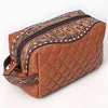ADBG1675A American Darling Western Toiletry Bag with Hand Tooled Floral Carving and Quilted Leather