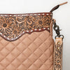 ADBG1682 American Darling Large Quilted Crossbody | Hand-Tooled Leather Fringe Bag