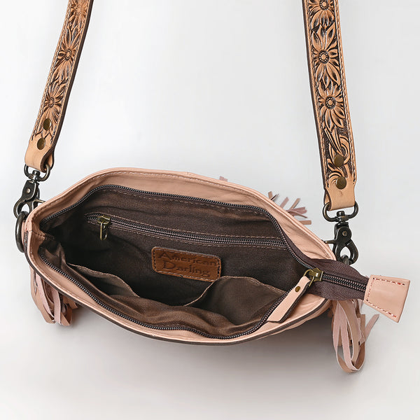 ADBG1682 American Darling Large Quilted Crossbody | Hand-Tooled Leather Fringe Bag