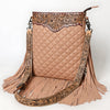 ADBG1682 American Darling Large Quilted Crossbody | Hand-Tooled Leather Fringe Bag