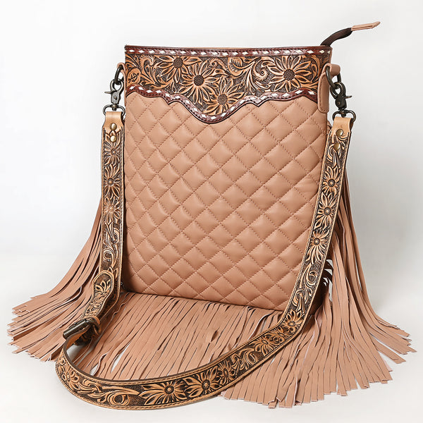 ADBG1682 American Darling Large Quilted Crossbody | Hand-Tooled Leather Fringe Bag