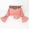 ADBG1683 American Darling Quilted Leather Crossbody | Tooled Flap Fringe Purse