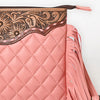 ADBG1683 American Darling Quilted Leather Crossbody | Tooled Flap Fringe Purse