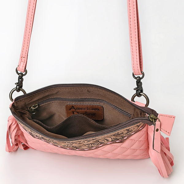 ADBG1683 American Darling Quilted Leather Crossbody | Tooled Flap Fringe Purse