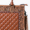 ADBG1671A American Darling Hand-Tooled Floral Western Leather Quilted Tote Bag -Shoulder Purse
