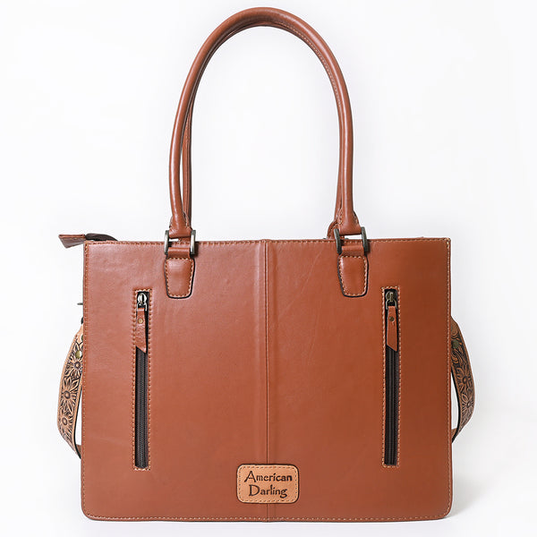ADBG1671A American Darling Hand-Tooled Floral Western Leather Quilted Tote Bag -Shoulder Purse