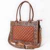 ADBG1671A American Darling Hand-Tooled Floral Western Leather Quilted Tote Bag -Shoulder Purse