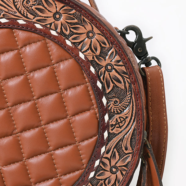 ADBG1684 American Darling Quilted Leather Canteen Bag | Hand-Tooled Floral Crossbody