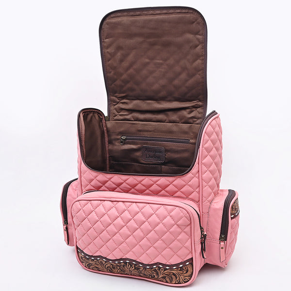 ADBG1674 American Darling Hand-Tooled Floral Western Leather Backpack Bag - Quilted Travel Purse