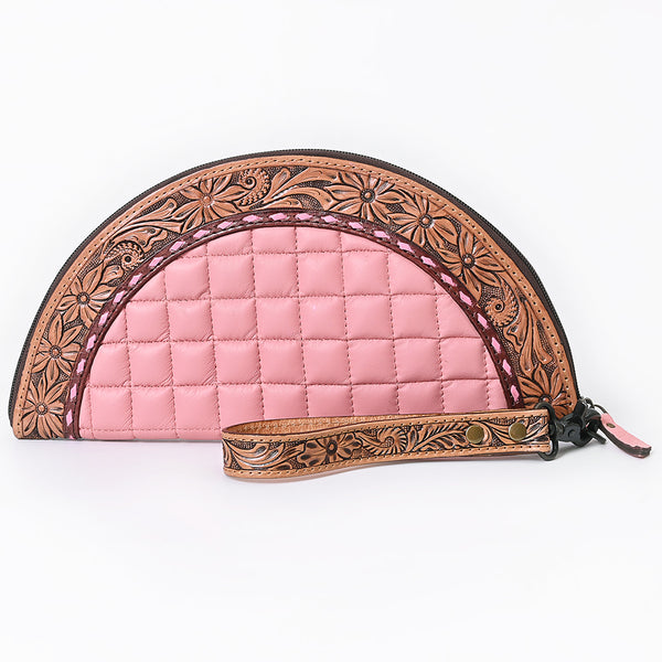 ADBG1666A American Darling Western Leather Taco Bag with Hand-Tooled Details and Quilted Design