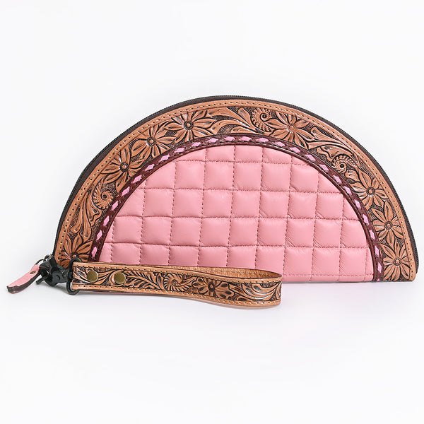 ADBG1666A American Darling Western Leather Taco Bag with Hand-Tooled Details and Quilted Design